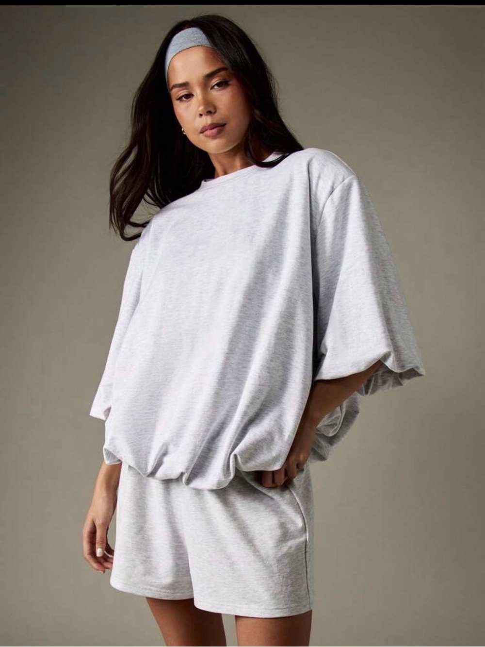 Missguided Oversized Heather Gray Lounge Short Sleeve Tshirt Sweatshirt